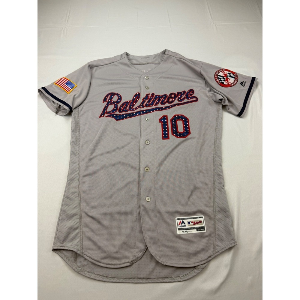 Majestic Baltimore Orioles Jersey Mens 44 Gray Adam Jones 10 Stars and Stripes